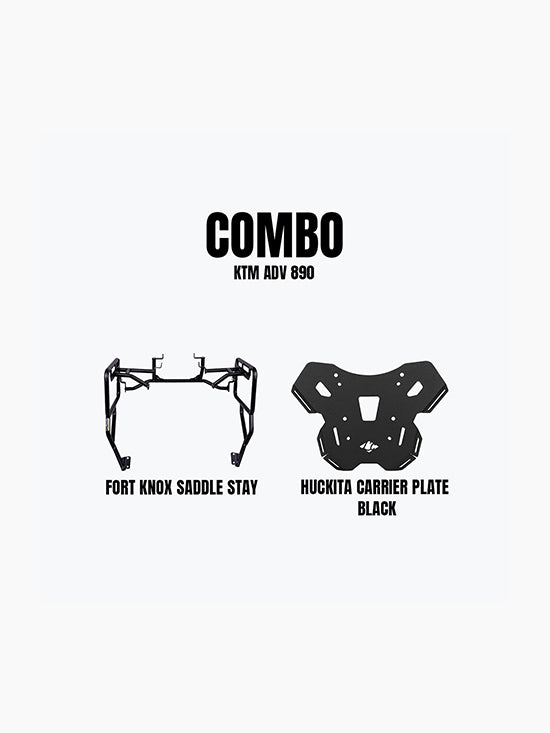 KTM ADV 890 Huckita Carrier Plate Black & Fortknox Saddle Stay Combo