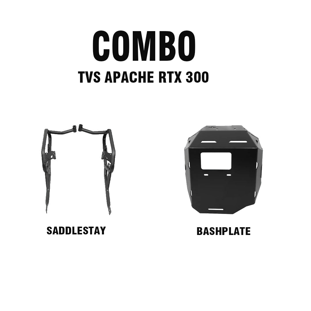 LEGUNDARY TVS APACHE RTX 300 AVIATOR SADDLESTAY + VAMBRACE BASHPLATE BLK