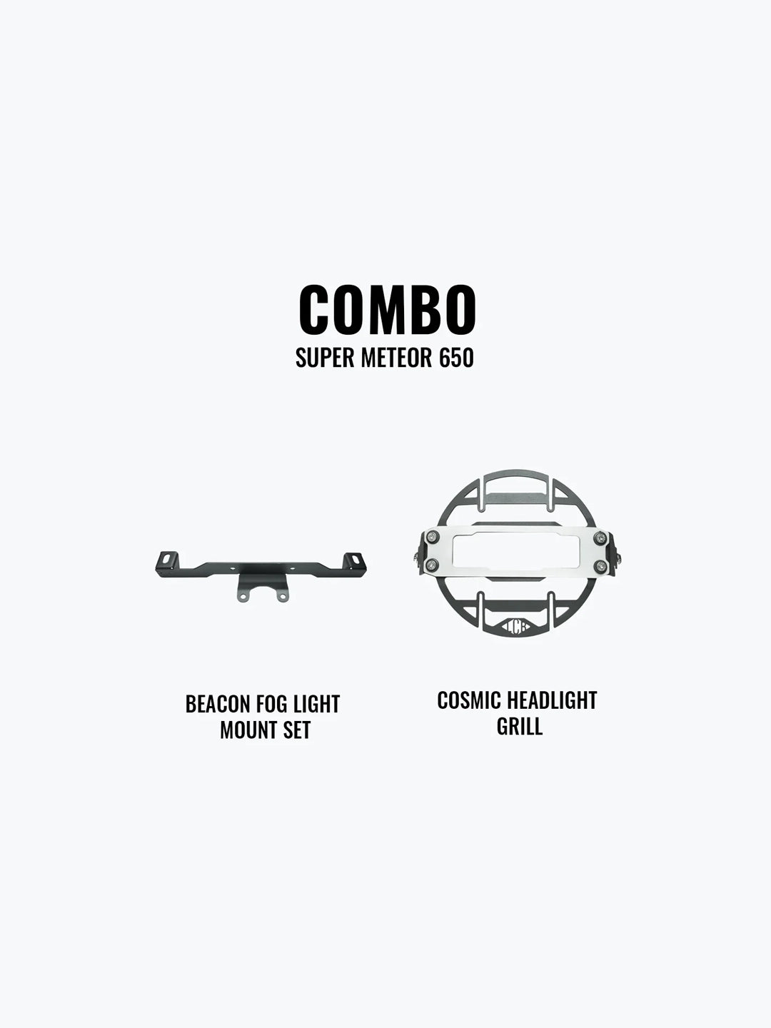 LCB Super Meteor 650 Combo Beacon Fog Light Mount Set & Cosmic Headlight Grill